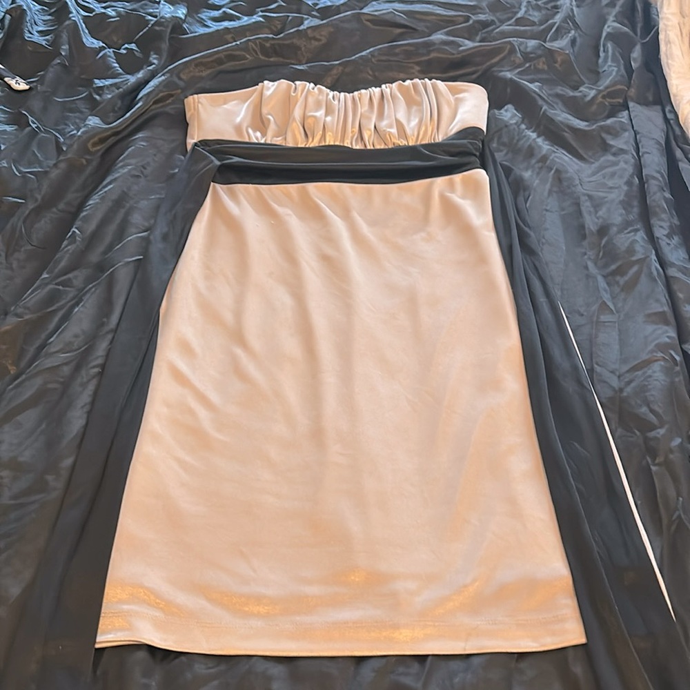 Strapless Gold and Black Dress